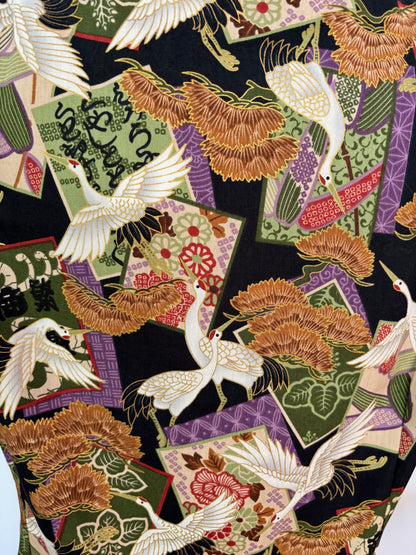 S or M | 1940s/50s Crane Bird Print Tea Timer