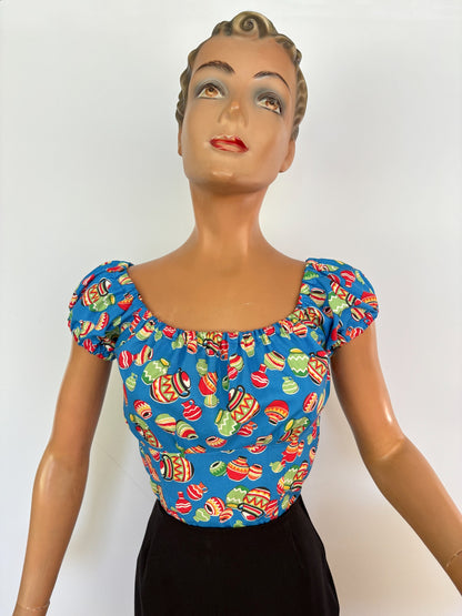 1950s Style Mexican Novelty Bag With Bamboo Handles