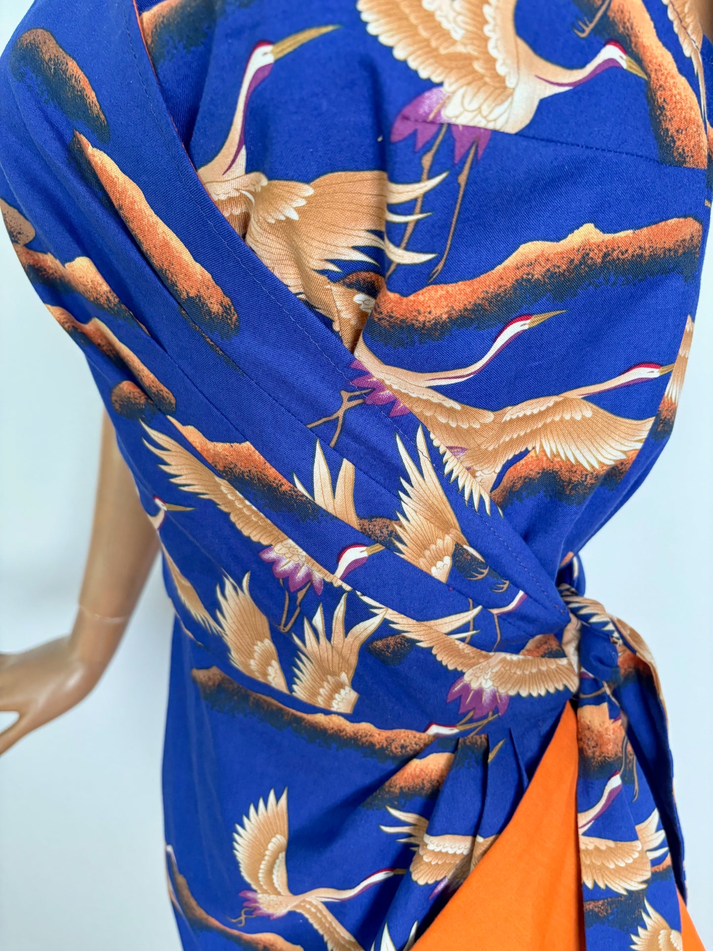 M | Alfred Shaheen Crane Bird Sarong Dress And Bolero Set