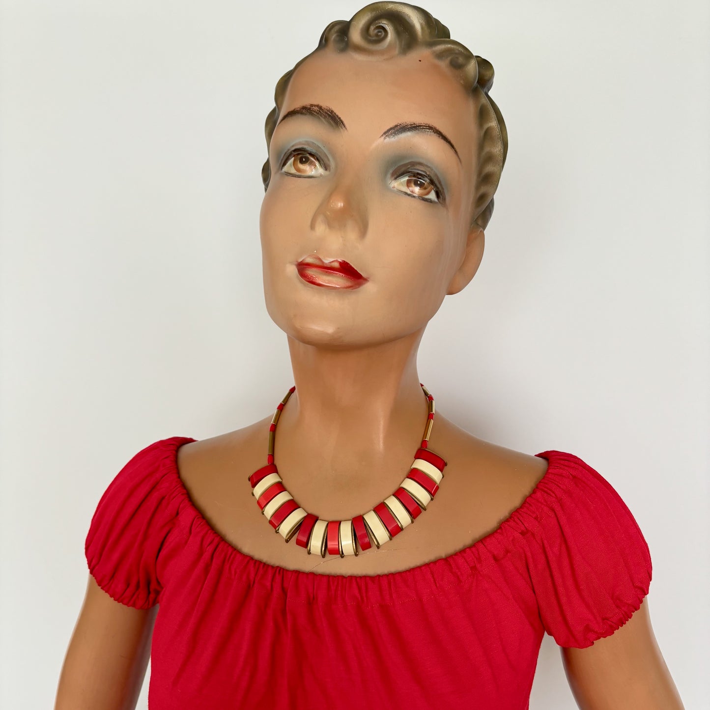 1950s Brass and Plastic Necklace