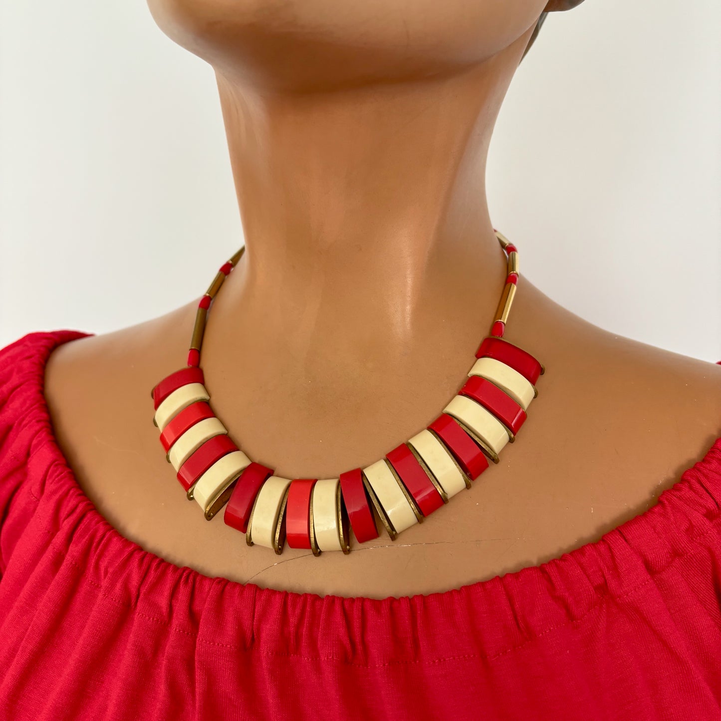 1950s Brass and Plastic Necklace