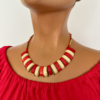 1950s Brass and Plastic Necklace