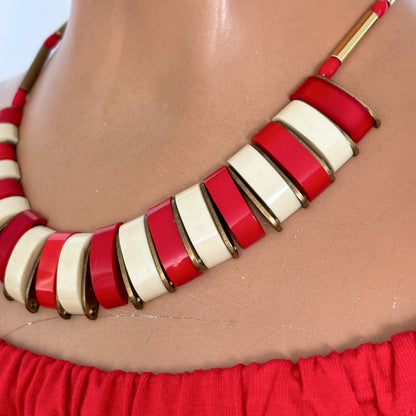 1950s Brass and Plastic Necklace