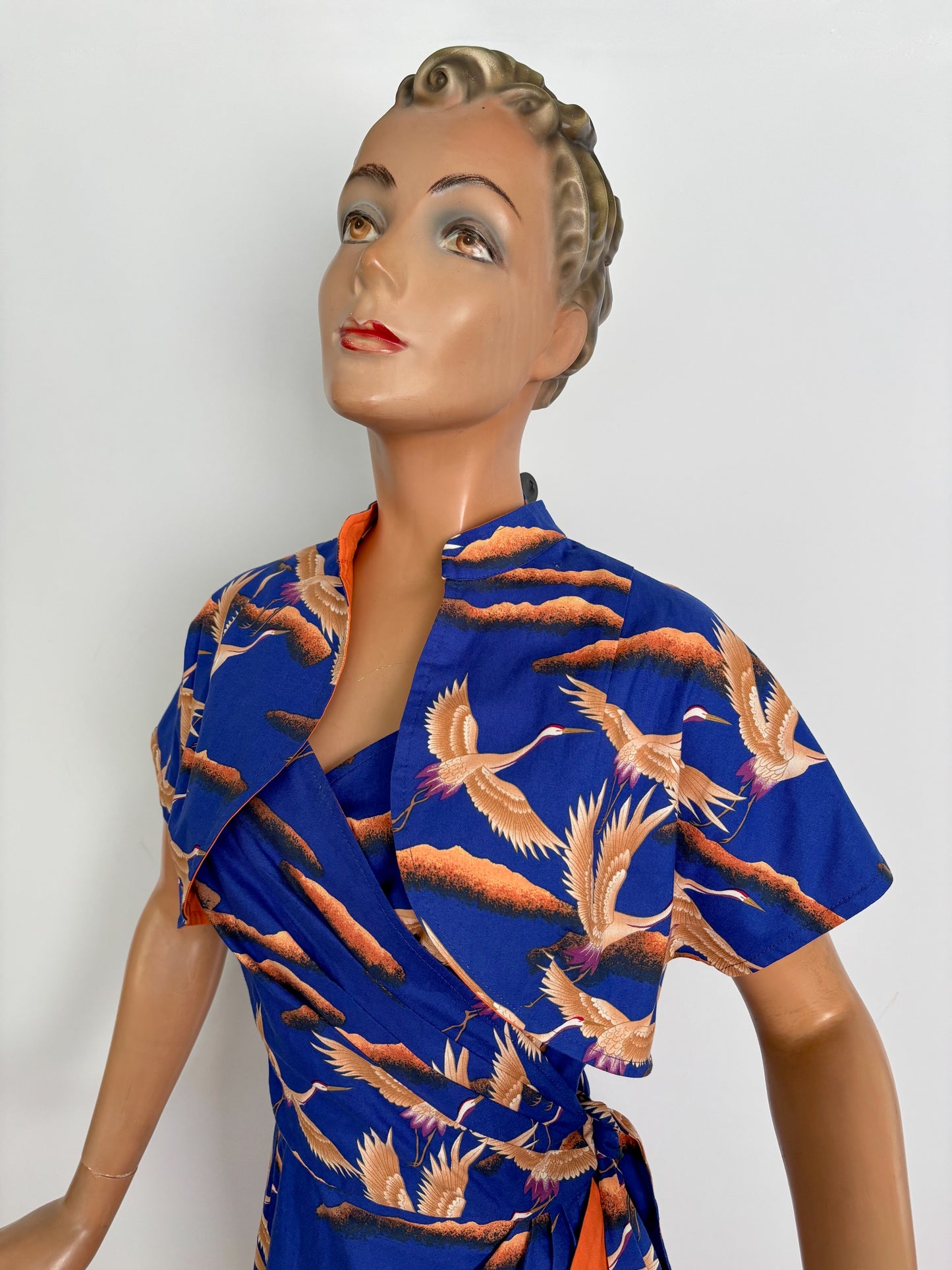 M | Alfred Shaheen Crane Bird Sarong Dress And Bolero Set