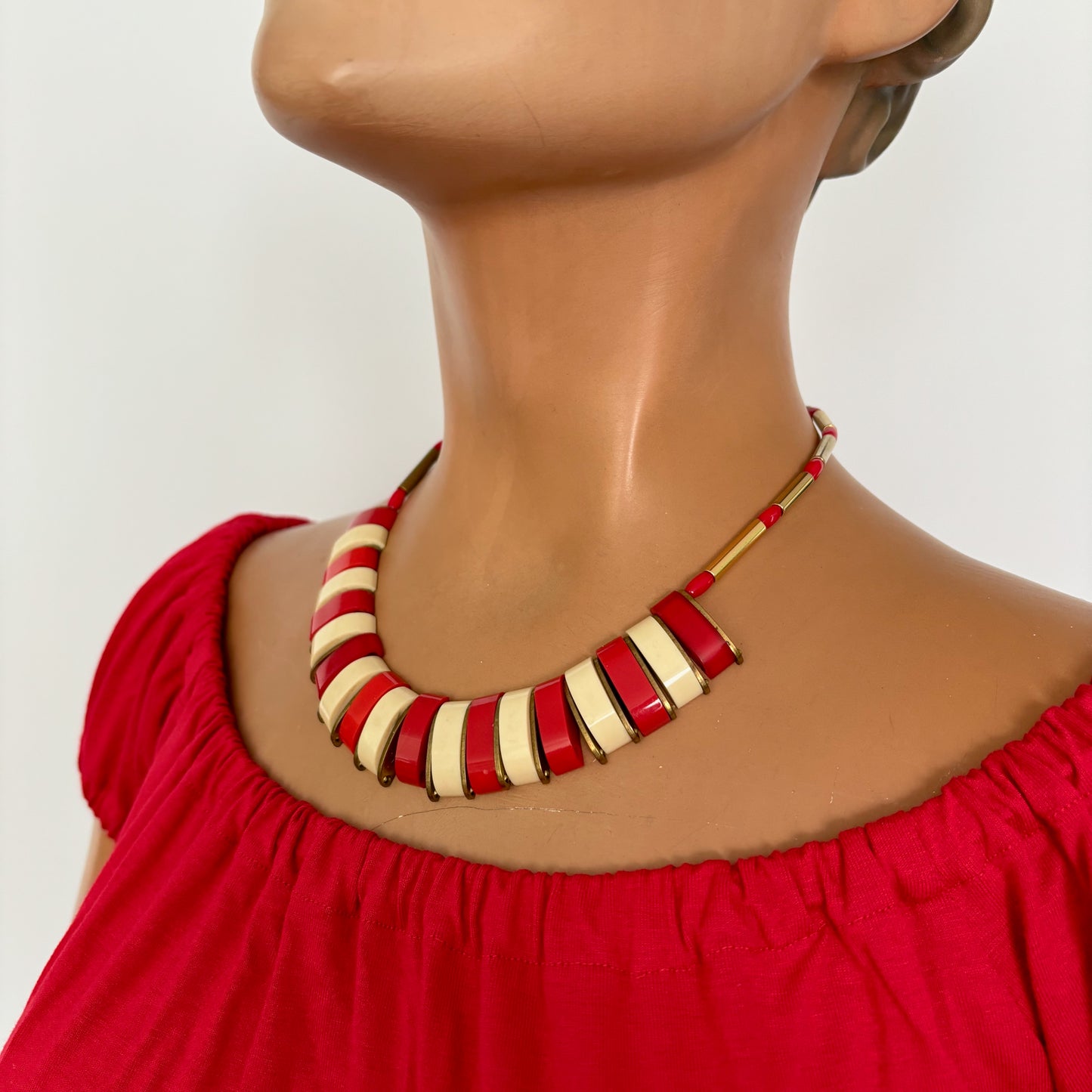 1950s Brass and Plastic Necklace