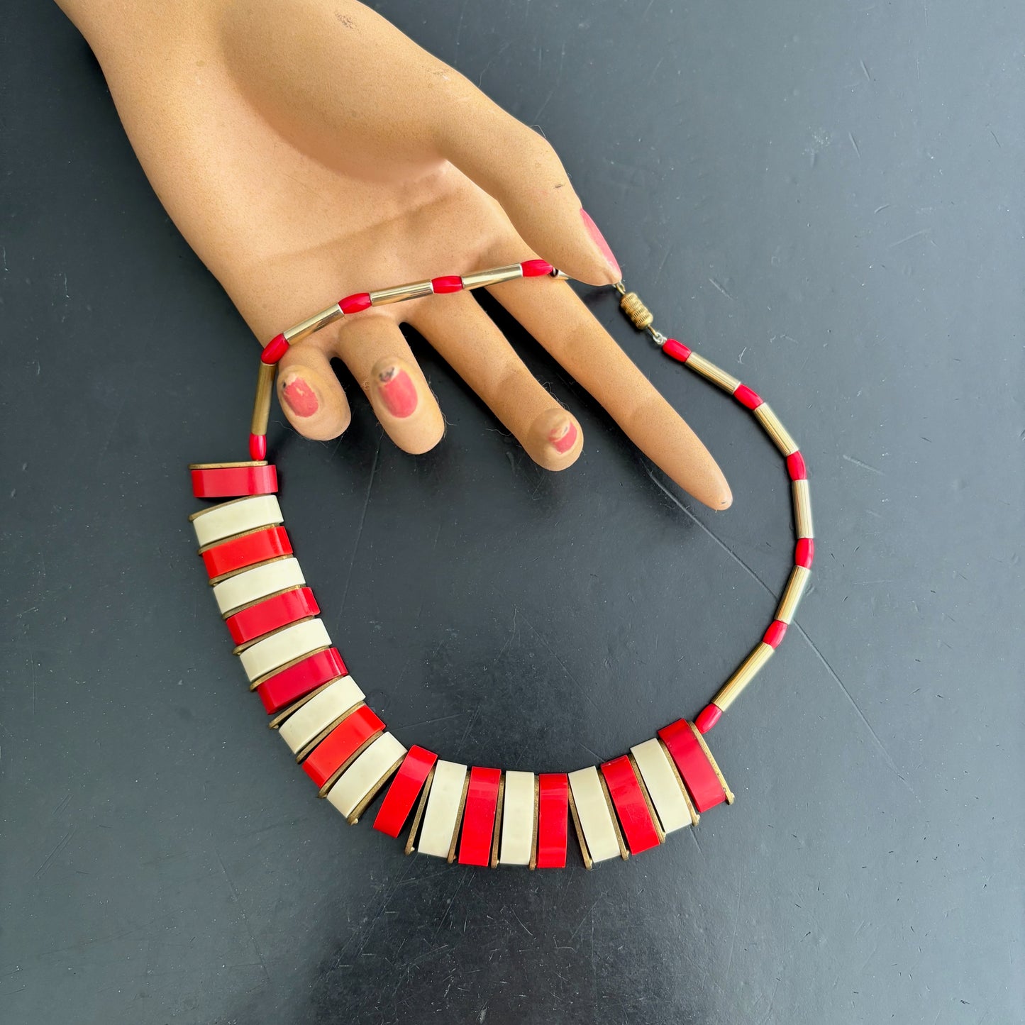 1950s Brass and Plastic Necklace