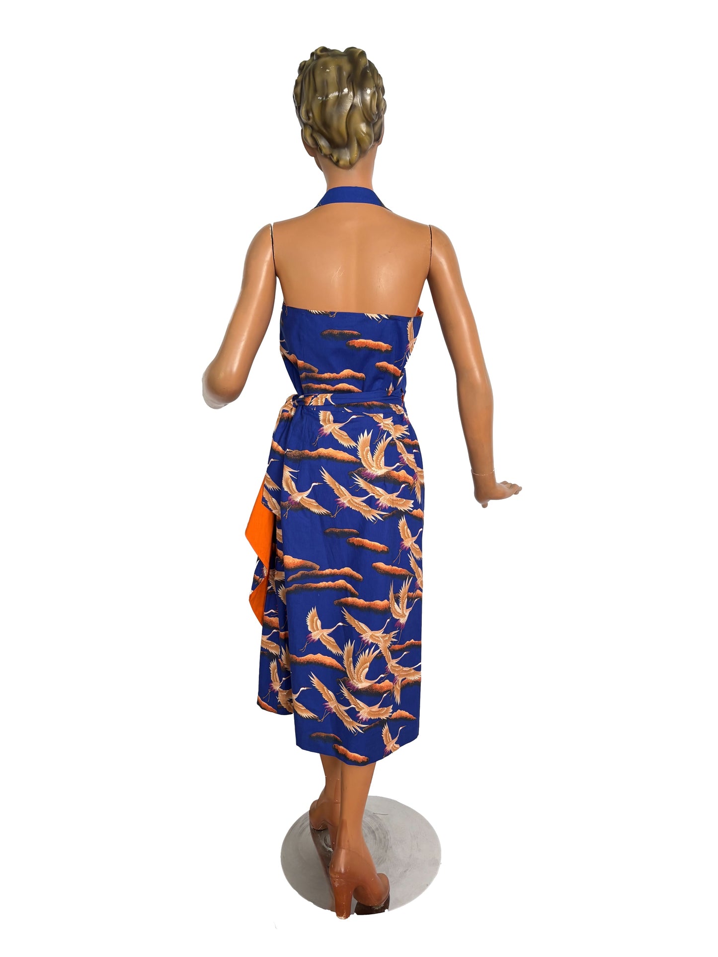 M | Alfred Shaheen Crane Bird Sarong Dress And Bolero Set