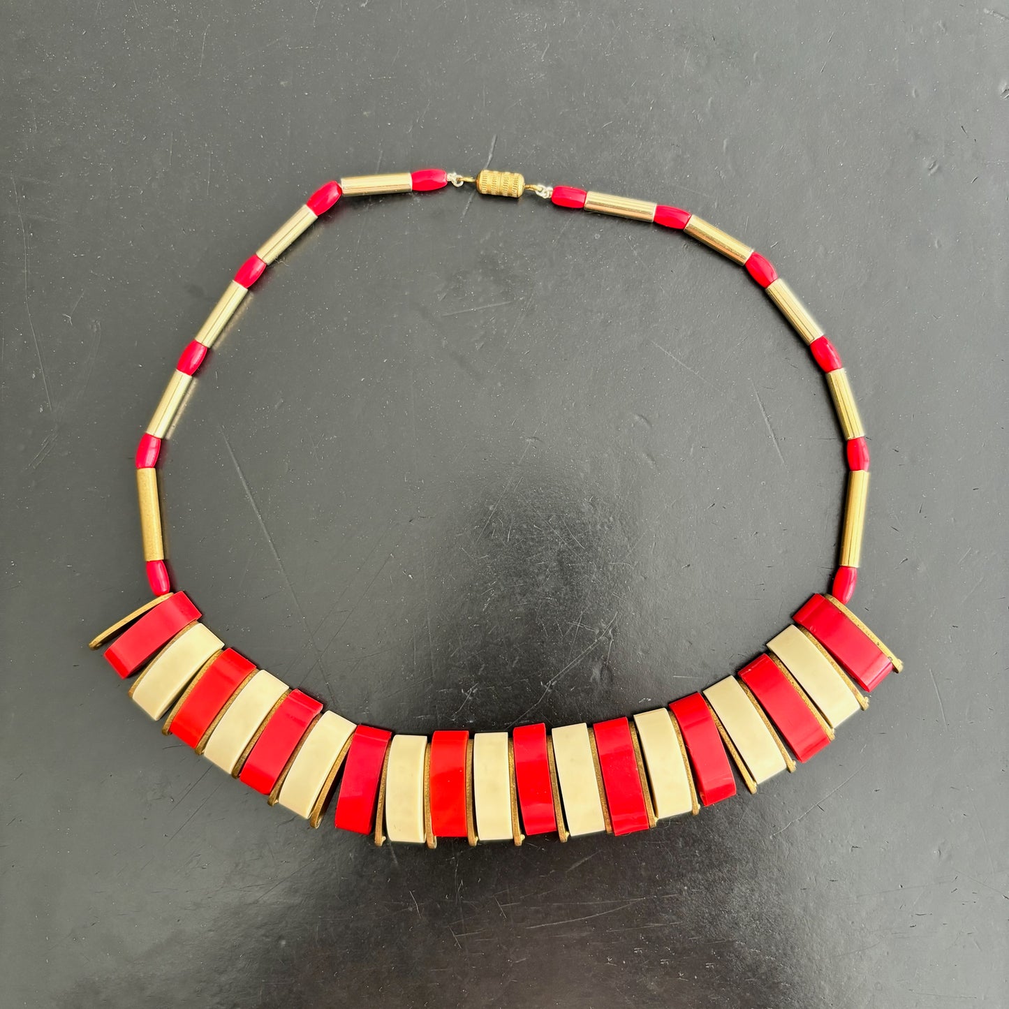1950s Brass and Plastic Necklace