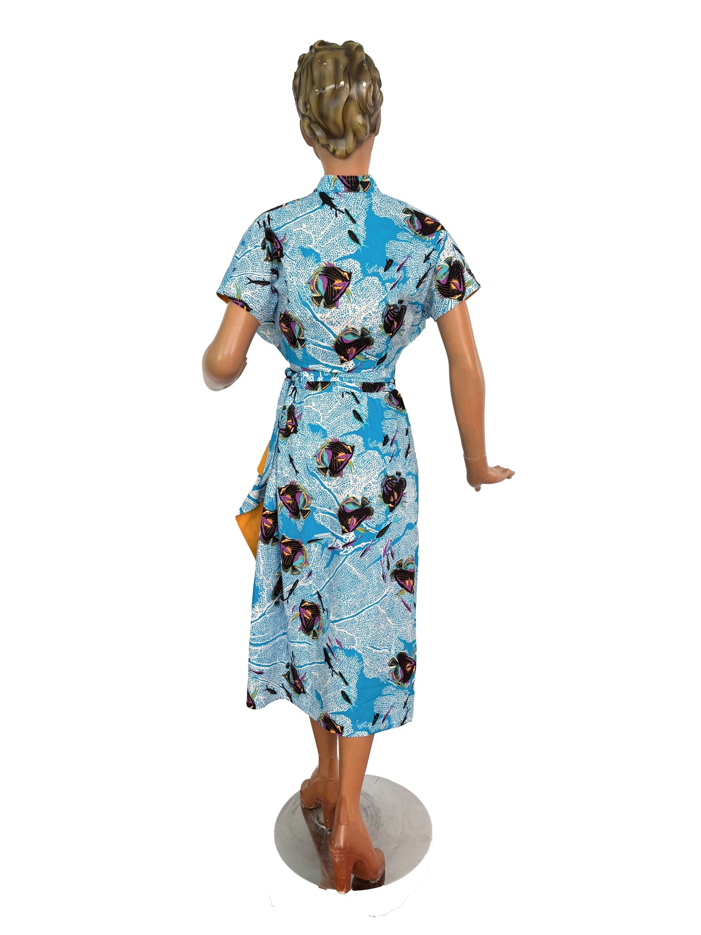 S | Alfred Shaheen Coral Fantasy Sarong Dress And Bolero Set