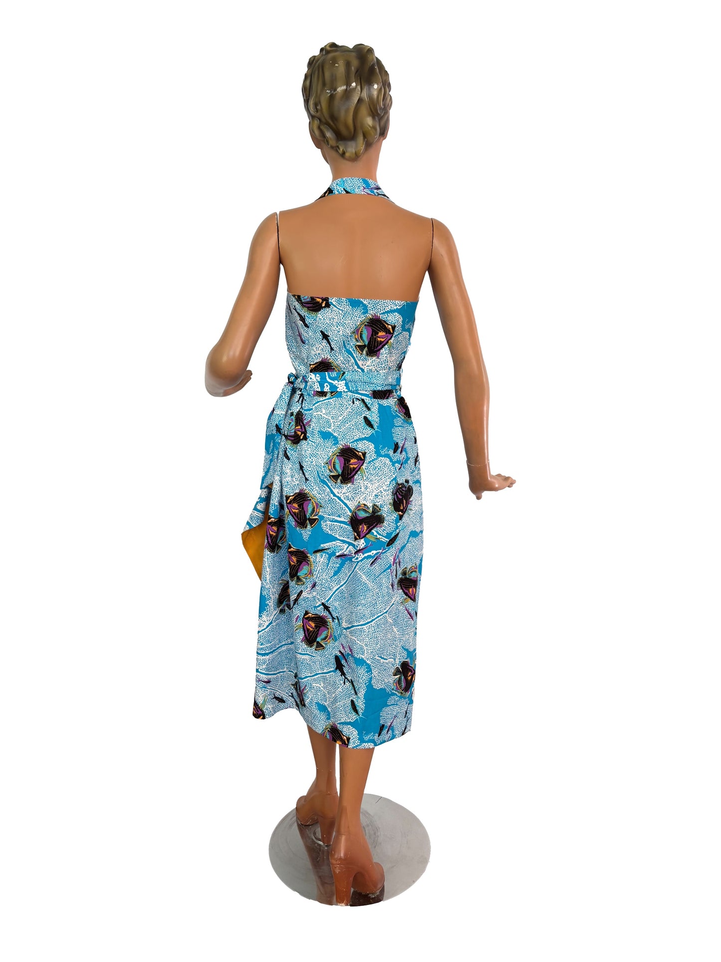 S | Alfred Shaheen Coral Fantasy Sarong Dress And Bolero Set