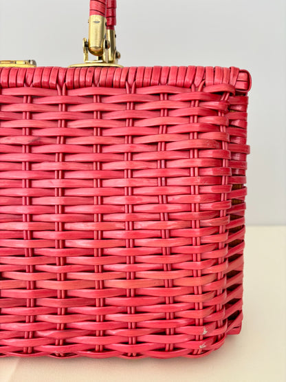 1950s/60s Red Plastic Wicker Handbag