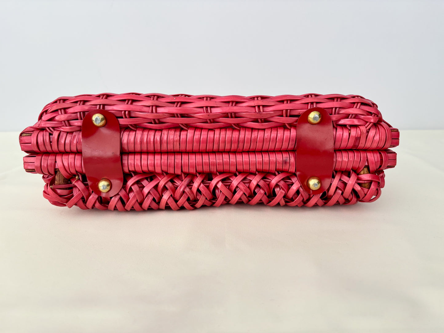 1950s/60s Red Plastic Wicker Handbag
