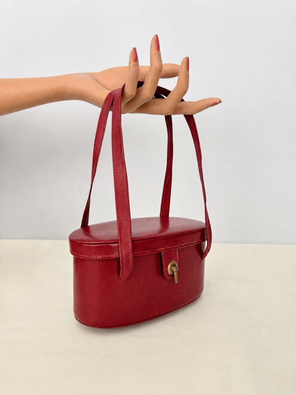 1950s/60s Cherry Red Vinyl Box Handbag