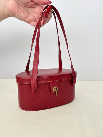 1950s/60s Cherry Red Vinyl Box Handbag