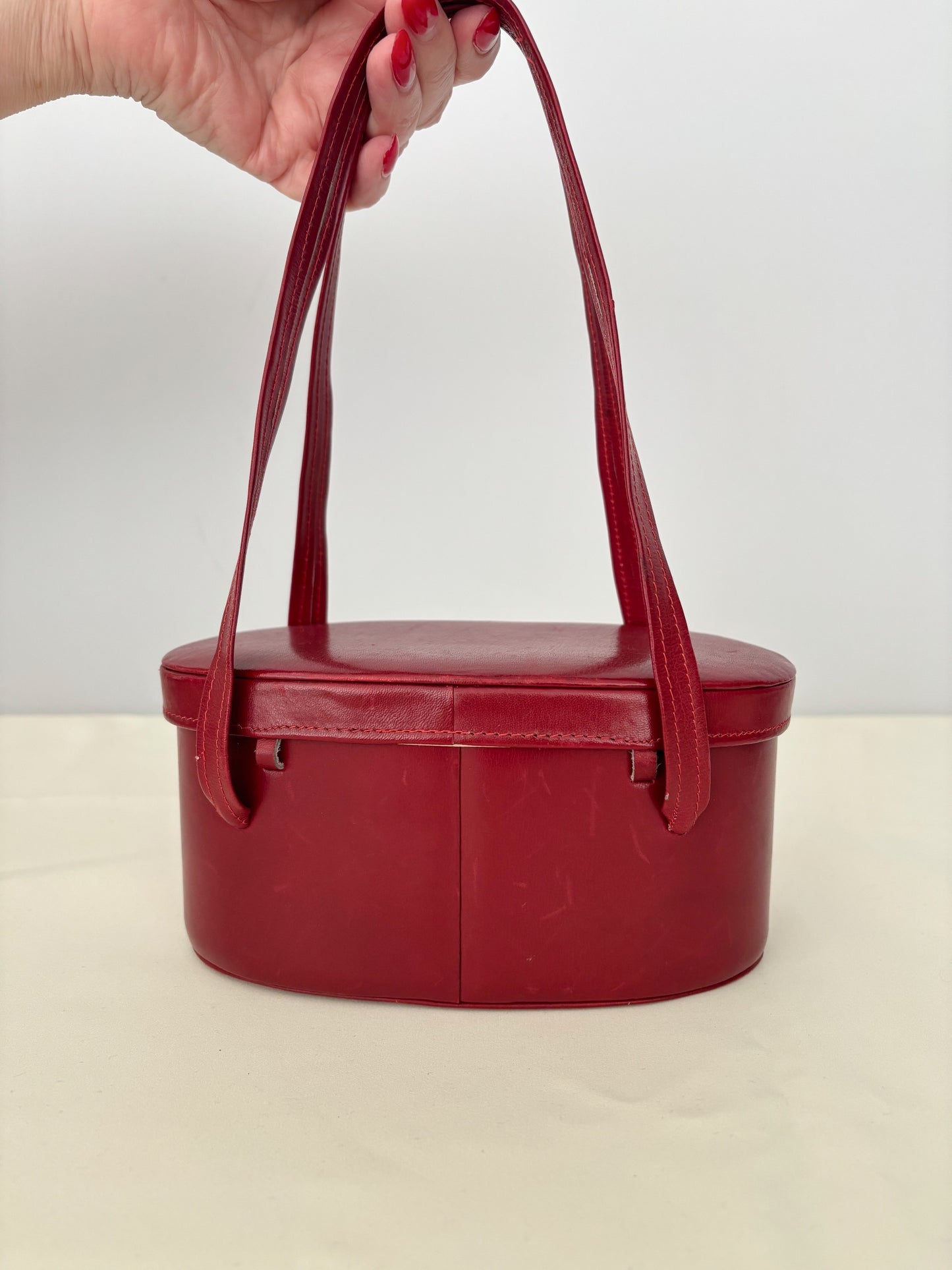 1950s/60s Cherry Red Vinyl Box Handbag