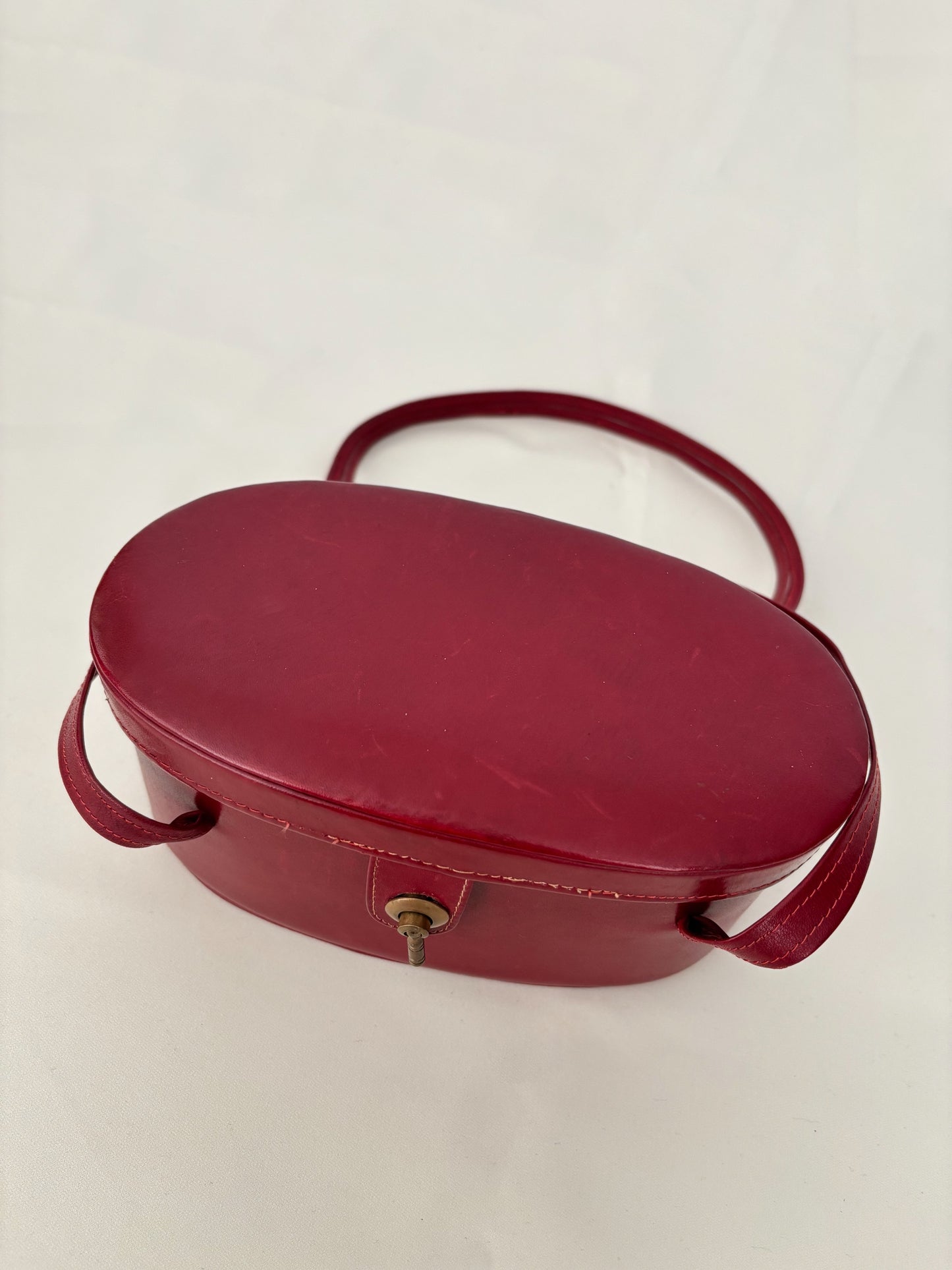 1950s/60s Cherry Red Vinyl Box Handbag