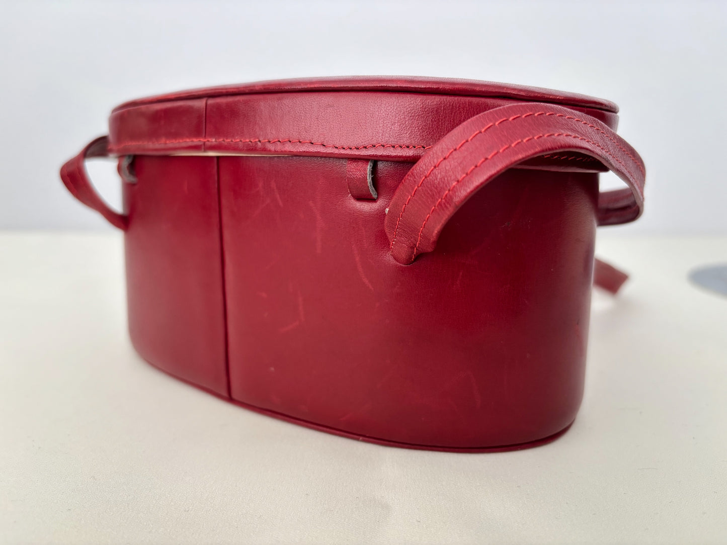 1950s/60s Cherry Red Vinyl Box Handbag