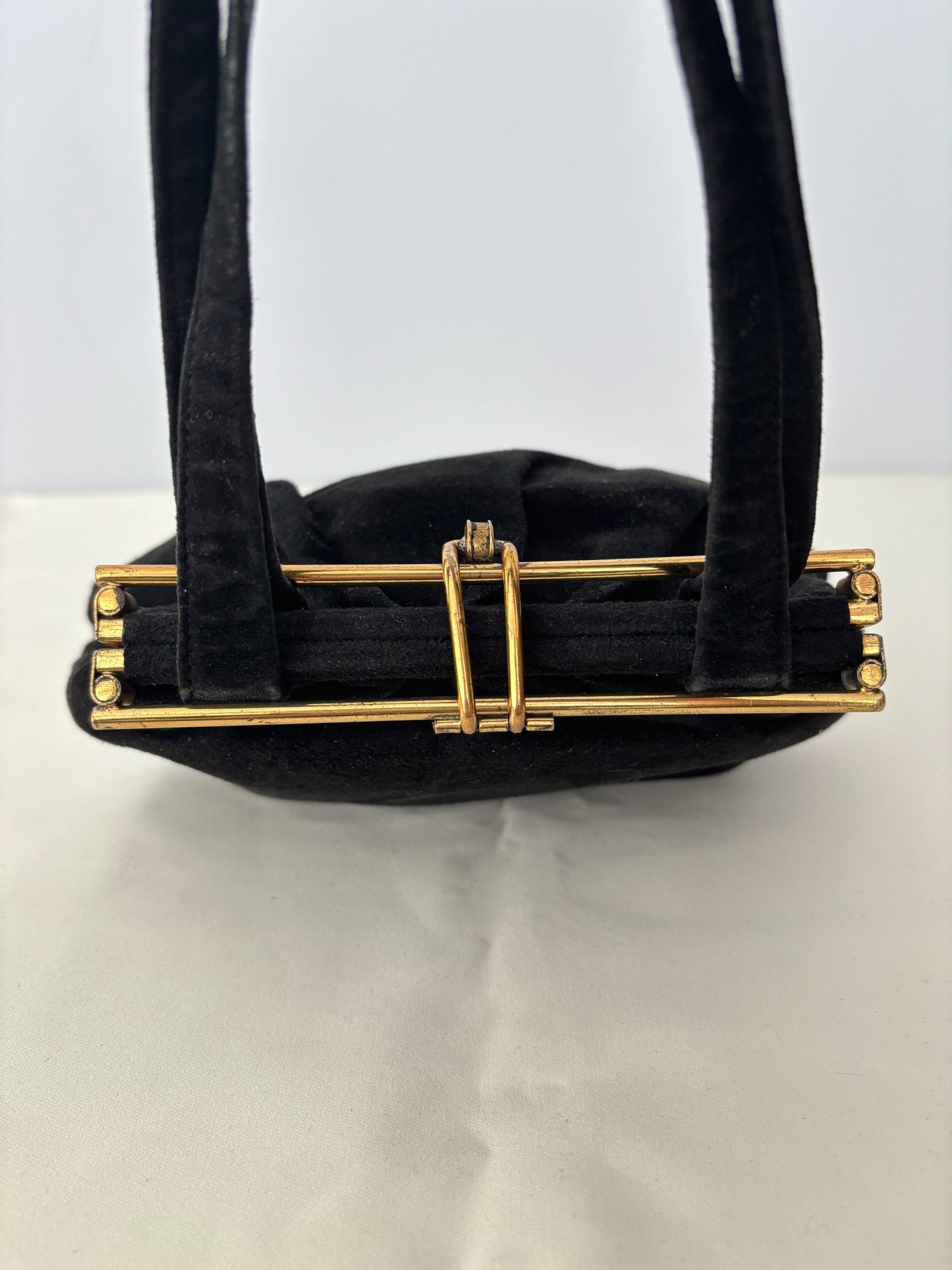 1950s Black Suede Handbag