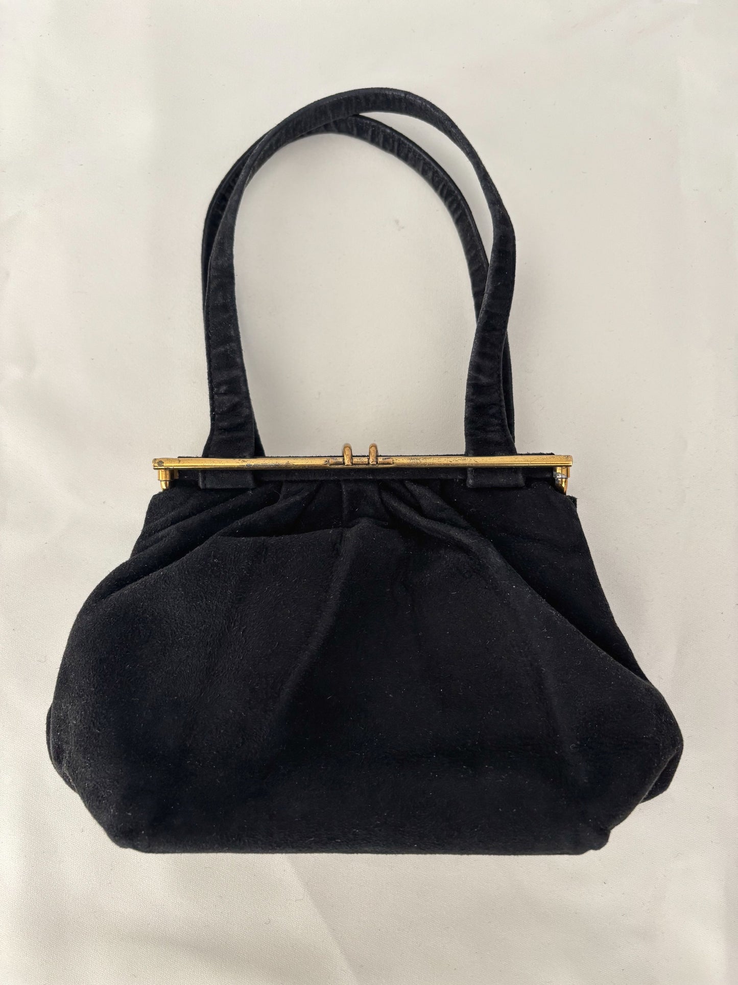 1950s Black Suede Handbag