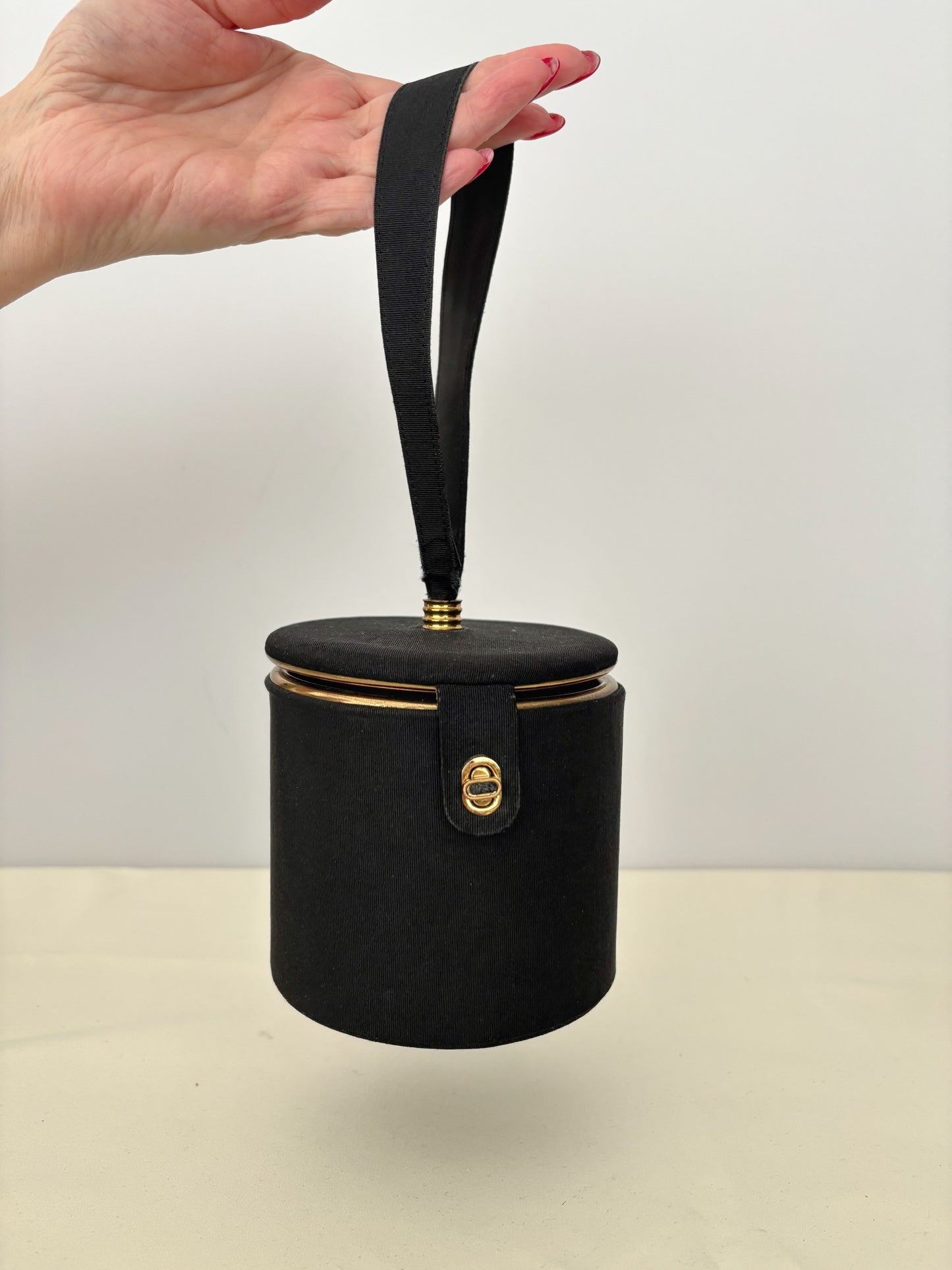 1950s/60s Black Round Vanity Handbag