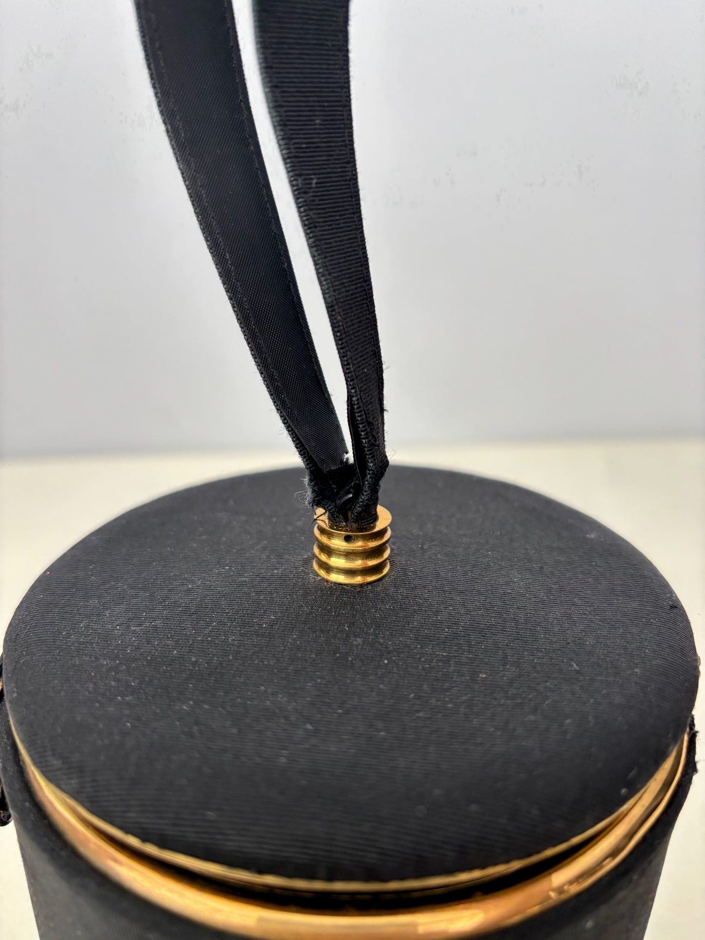 1950s/60s Black Round Vanity Handbag
