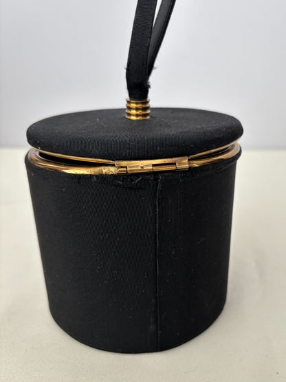 1950s/60s Black Round Vanity Handbag