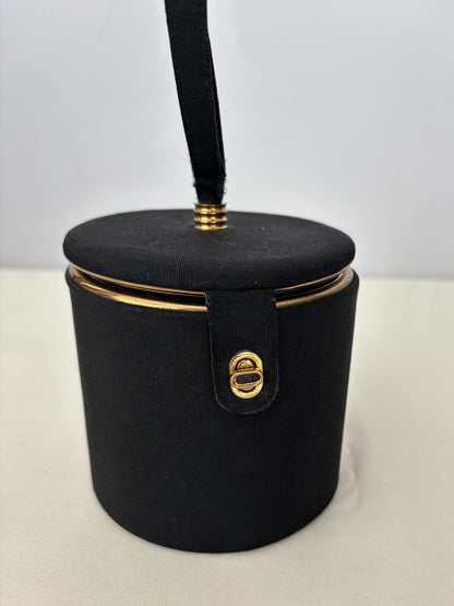 1950s/60s Black Round Vanity Handbag