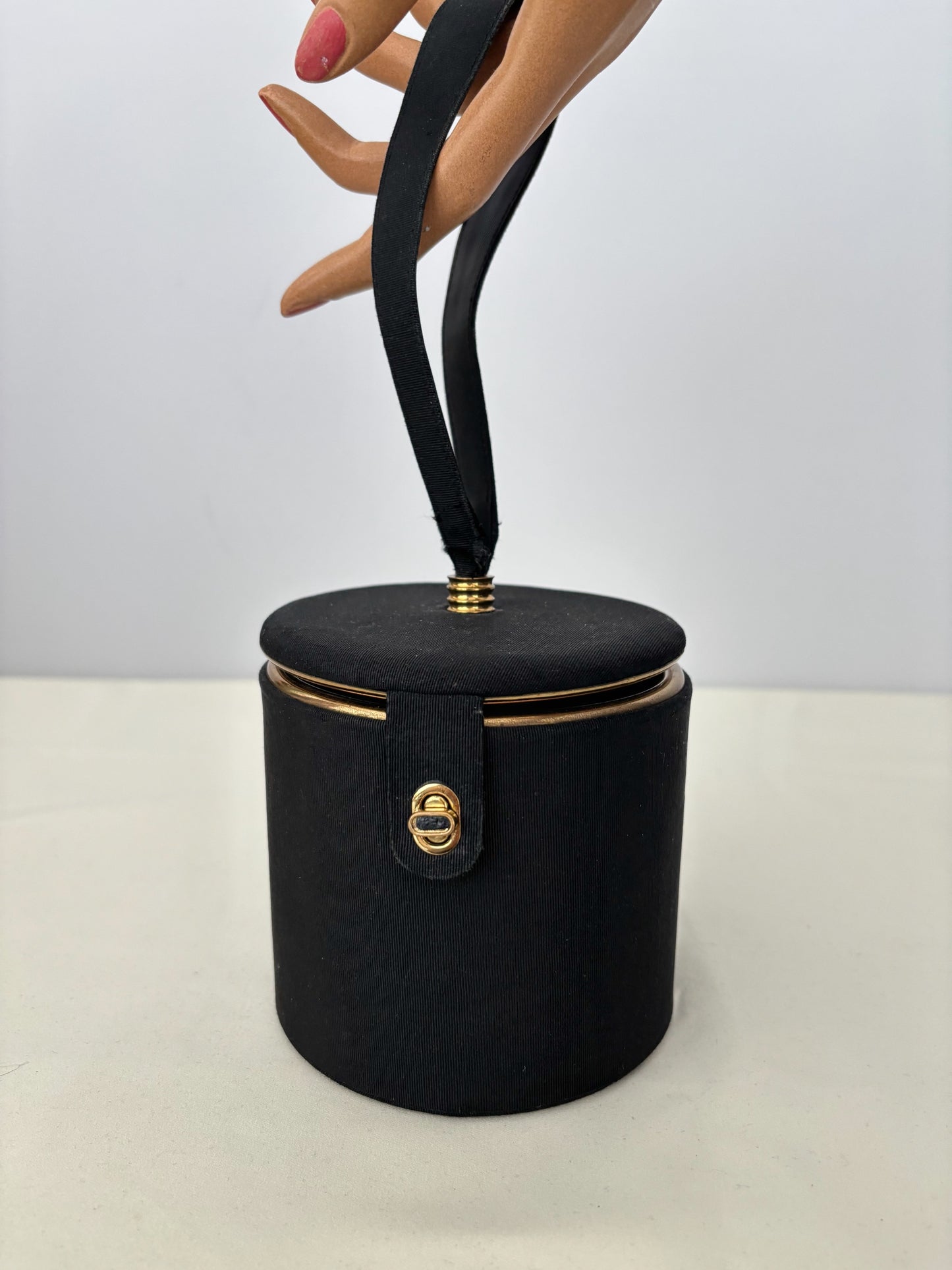 1950s/60s Black Round Vanity Handbag