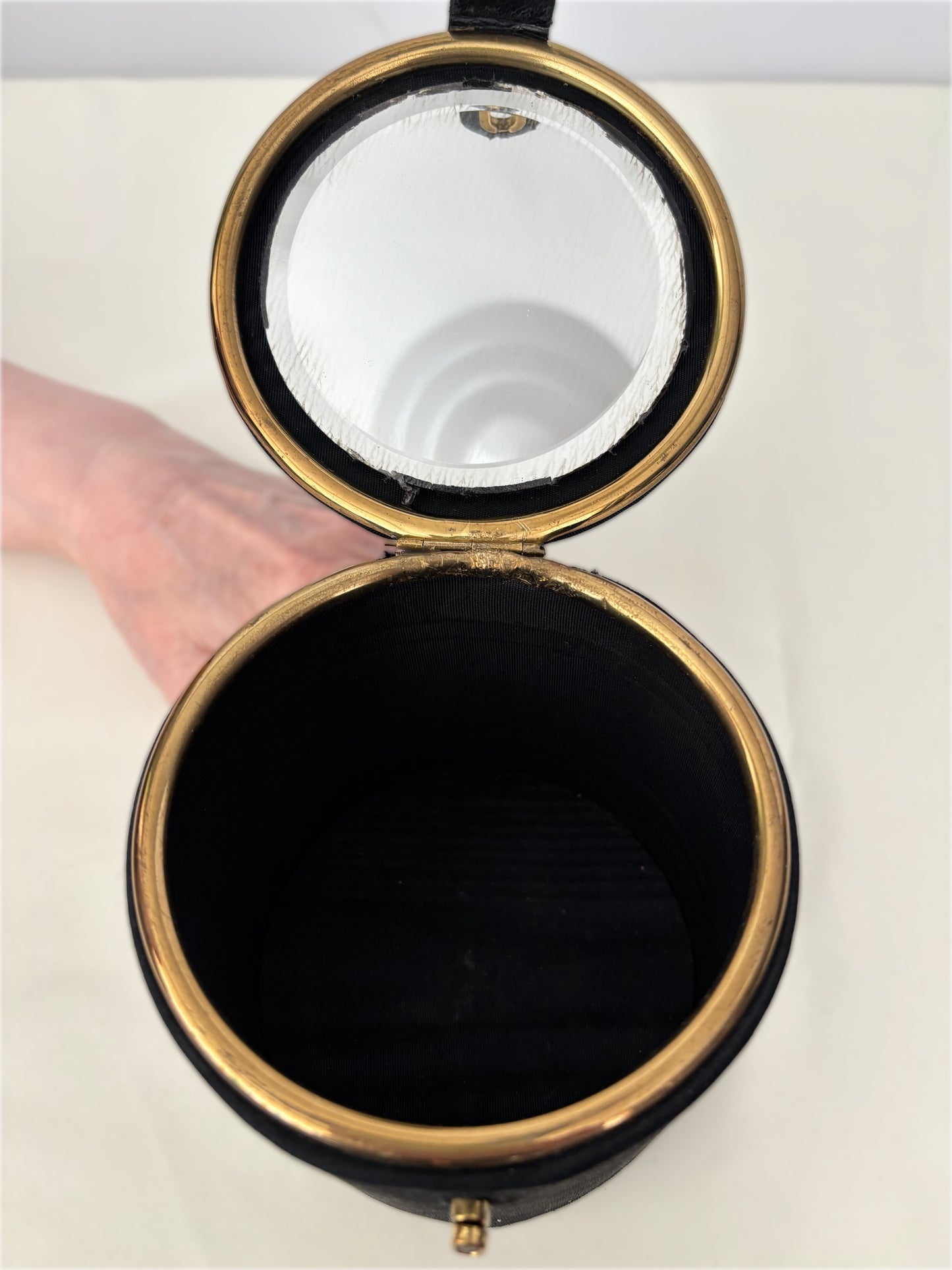 1950s/60s Black Round Vanity Handbag