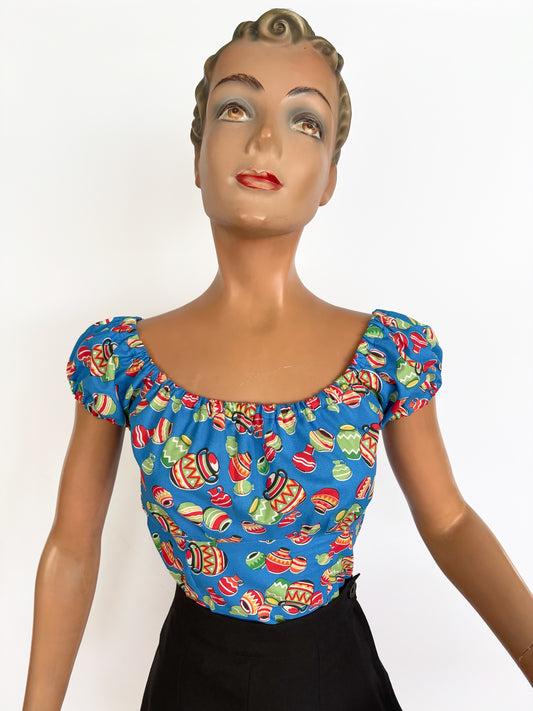 S/M | 1950s Style Mexican Novelty Top