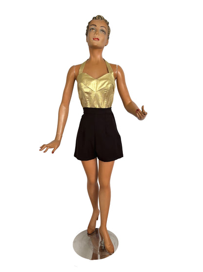 Holly Halter Top Gold Lamé