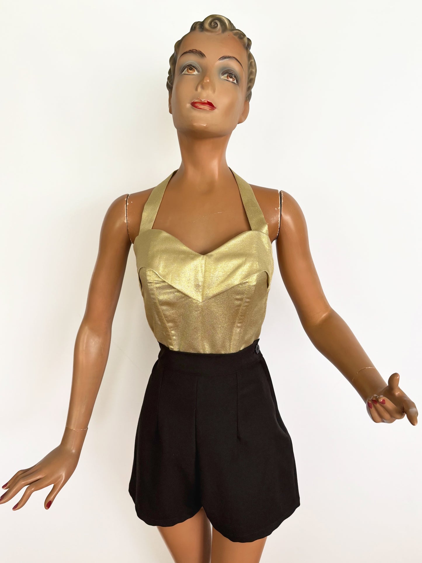 Holly Halter Top Gold Lamé