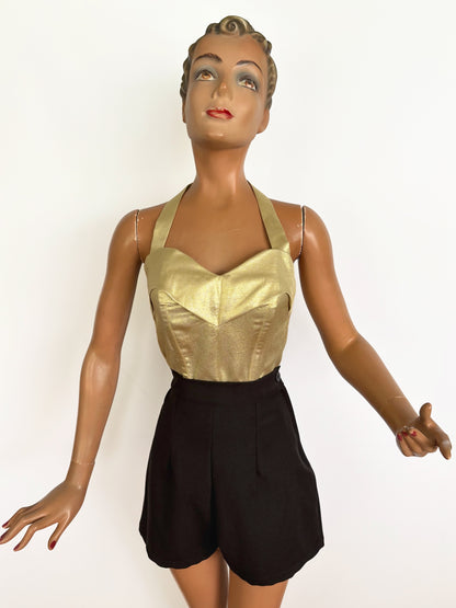 Holly Halter Top Gold Lamé