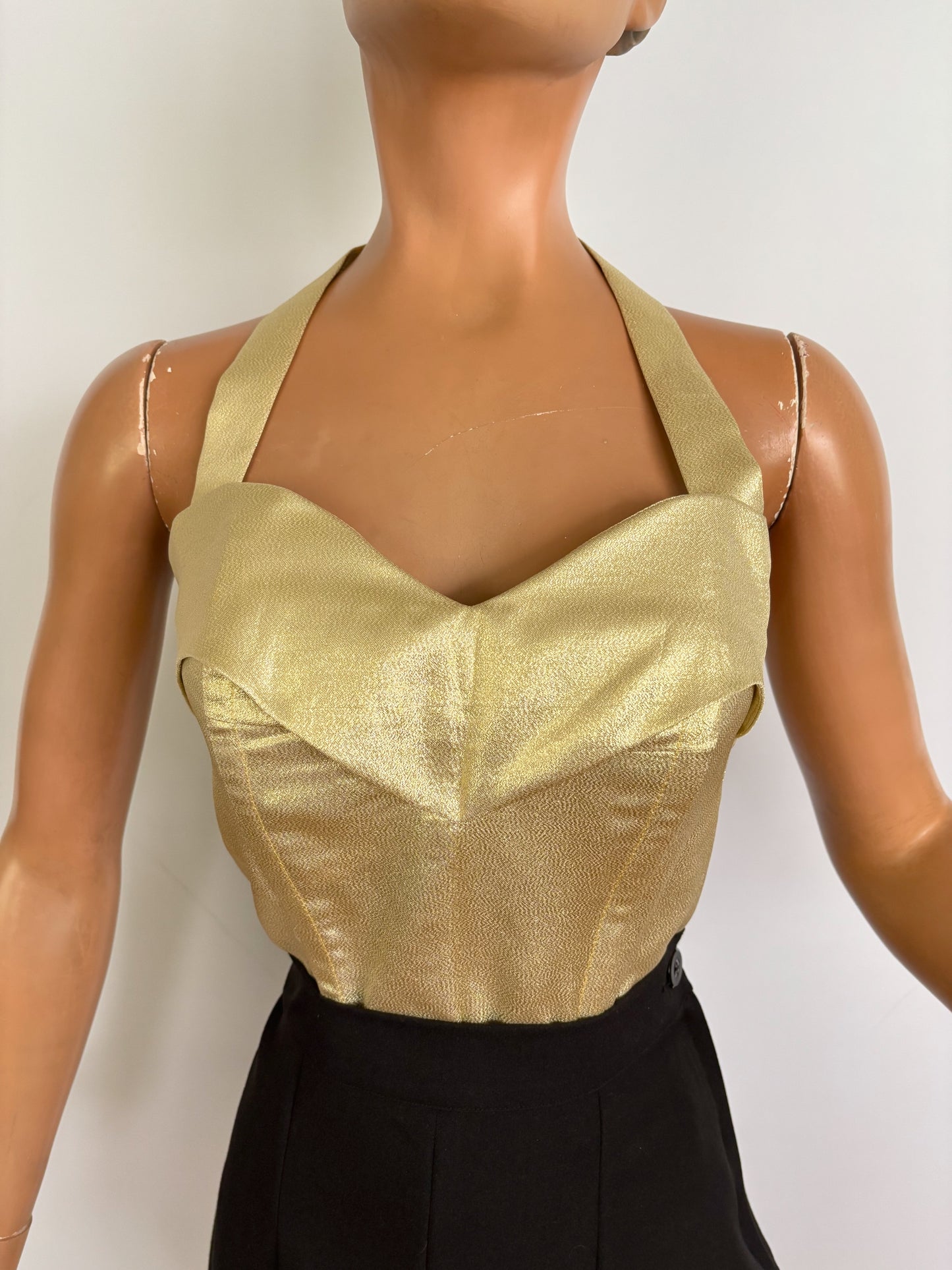 Holly Halter Top Gold Lamé