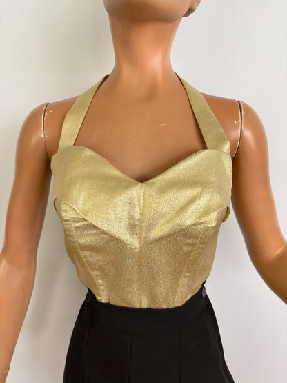 Holly Halter Top Gold Lamé