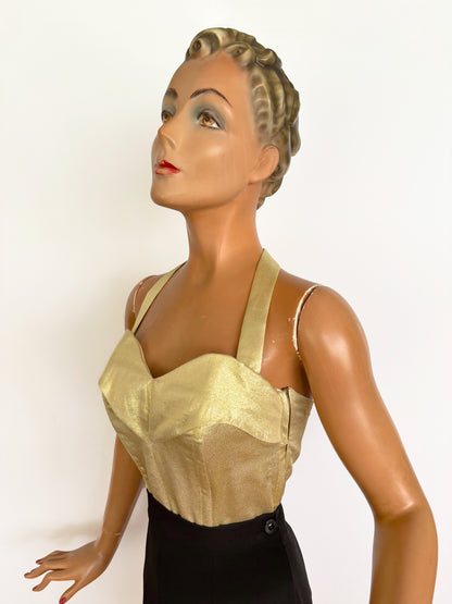 Holly Halter Top Gold Lamé