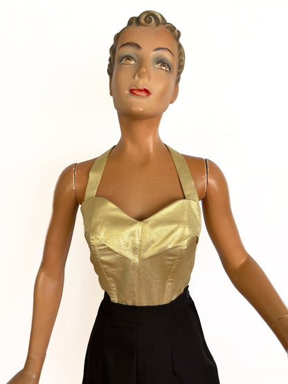 Holly Halter Top Gold Lamé