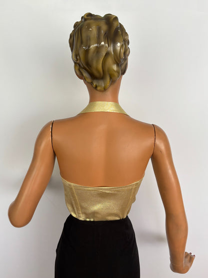 Holly Halter Top Gold Lamé