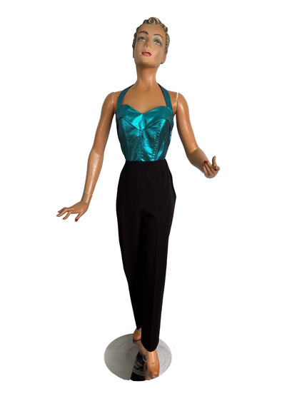 Holly Halter Top Teal Lamé