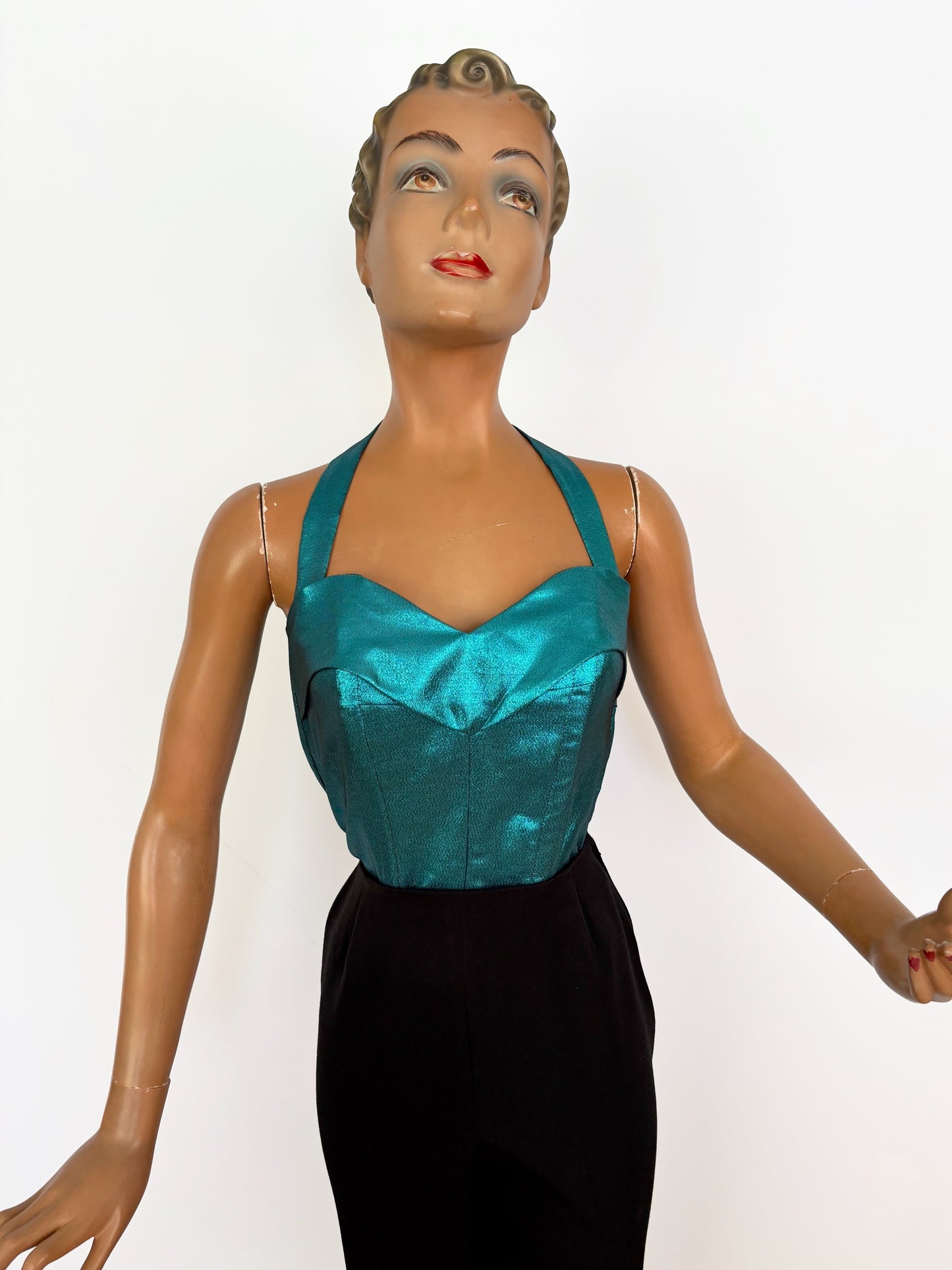 Holly Halter Top Teal Lamé