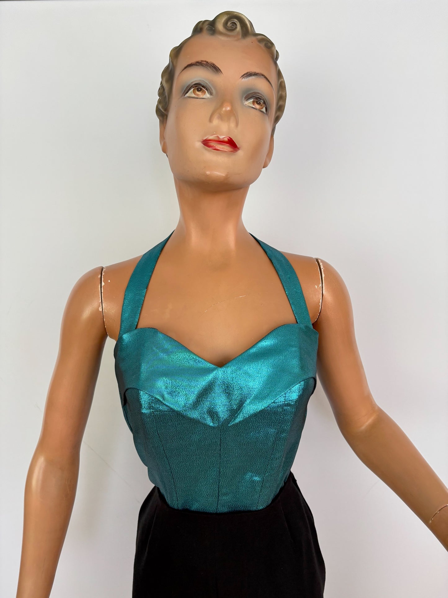 Holly Halter Top Teal Lamé