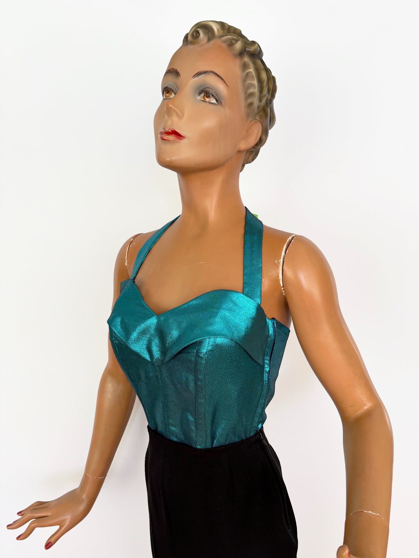 Holly Halter Top Teal Lamé