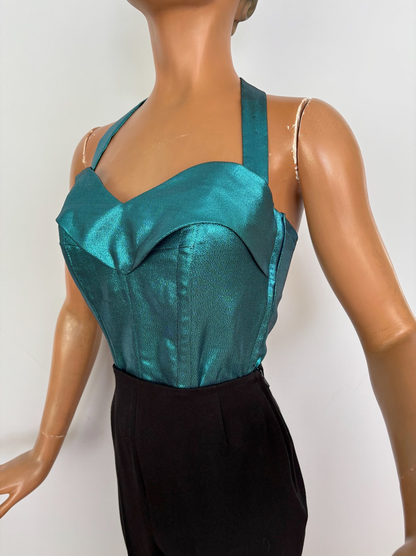 Holly Halter Top Teal Lamé
