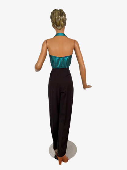 Holly Halter Top Teal Lamé