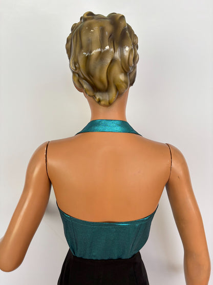 Holly Halter Top Teal Lamé