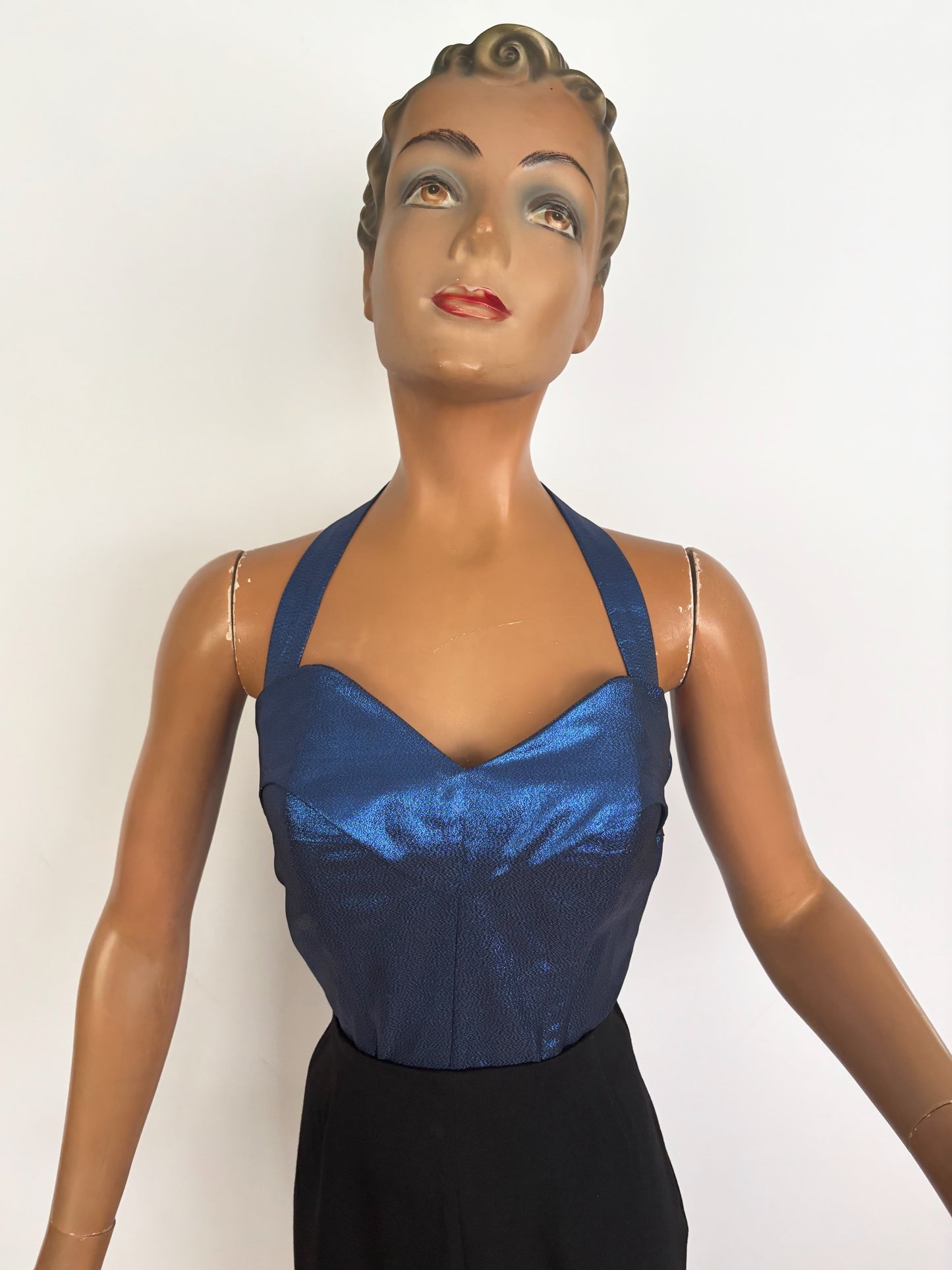 Holly Halter Top Blue Lamé