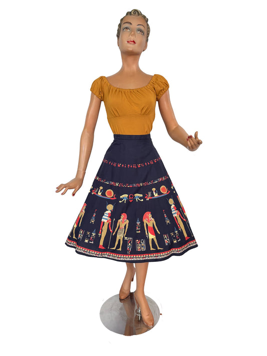 S/M | 1950s Egyptian Novelty Print Skirt