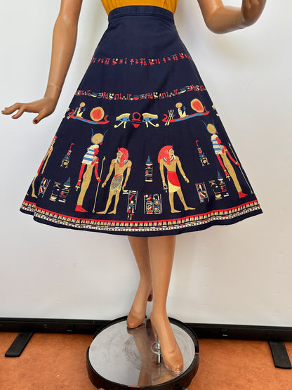 S/M | 1950s Egyptian Novelty Print Skirt