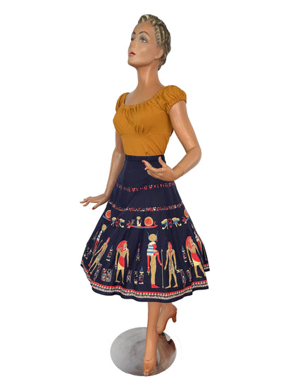 S/M | 1950s Egyptian Novelty Print Skirt