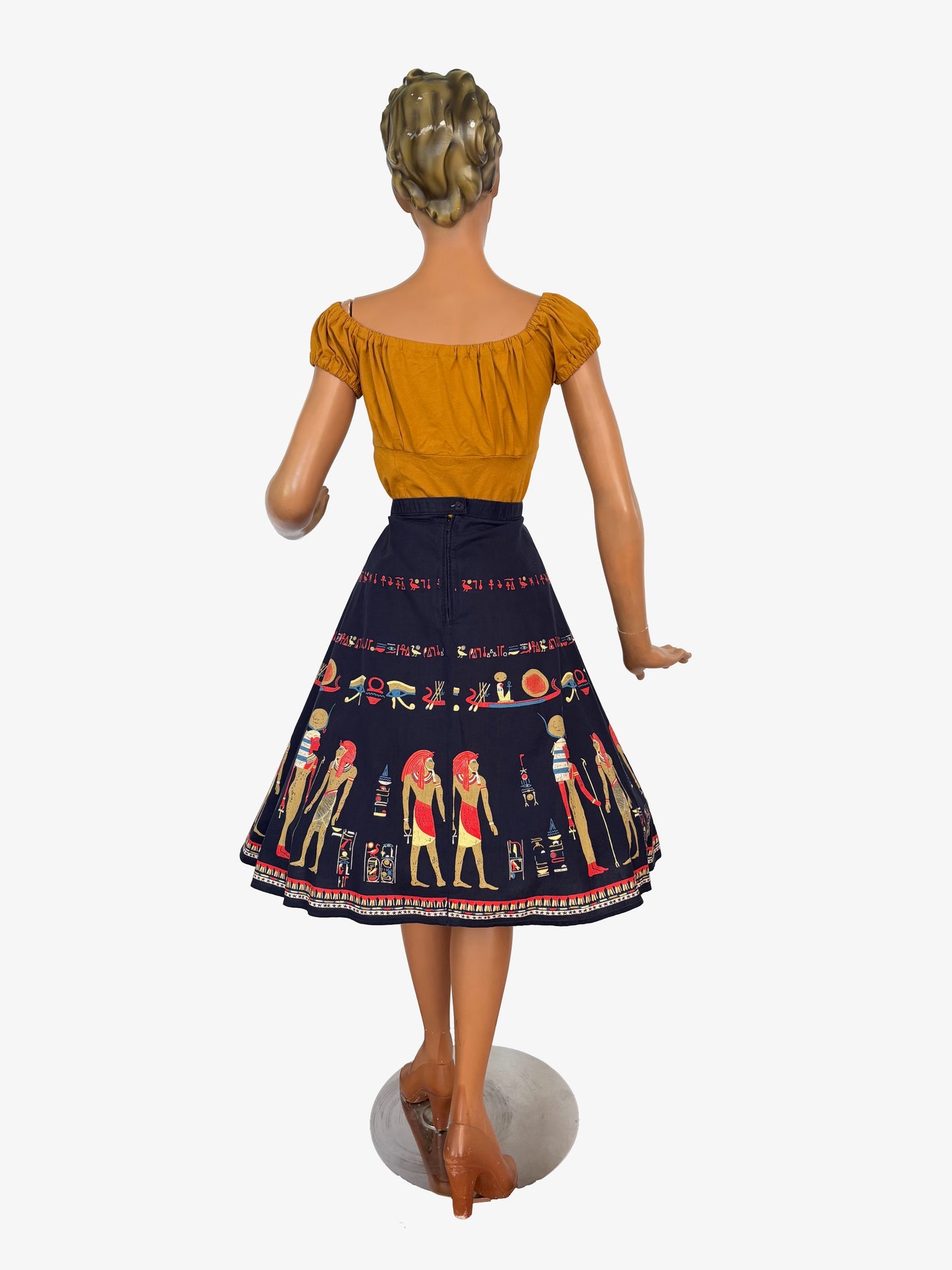 S/M | 1950s Egyptian Novelty Print Skirt